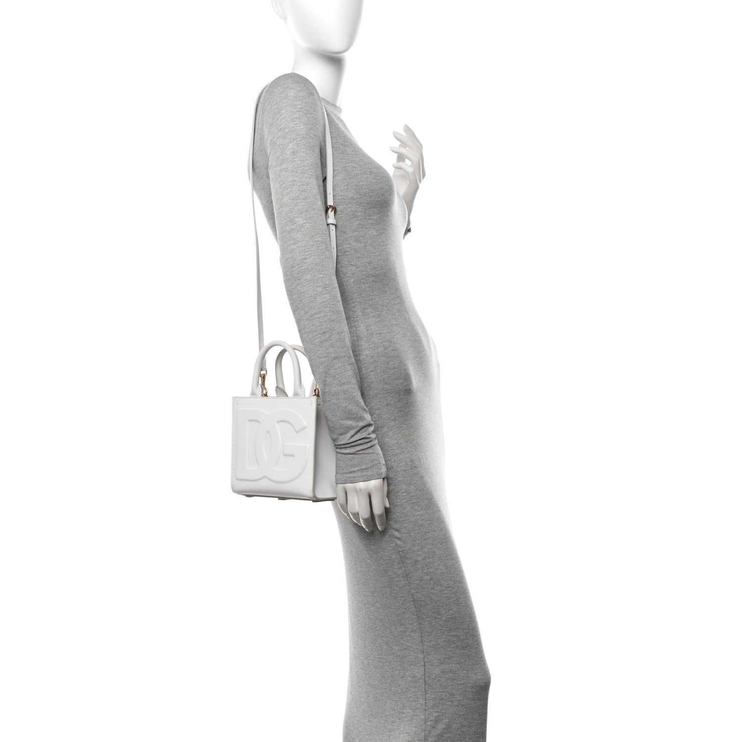 Dolce & Gabbana Calfskin Small DG Daily Shopper Tote White 2 of 9