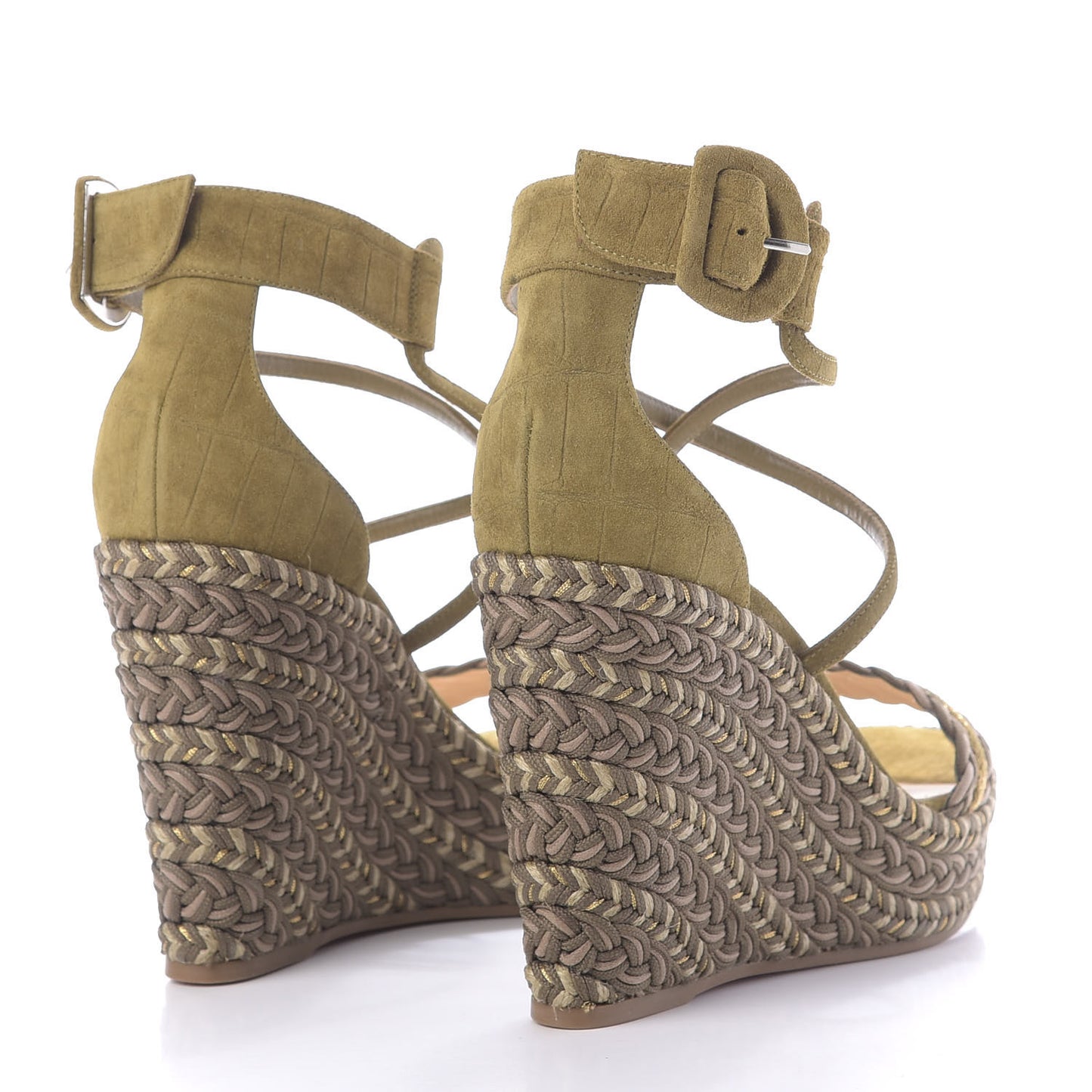 Tresse Veau Velours Bodrum 110 Wedge Sandals 39 Green Tea