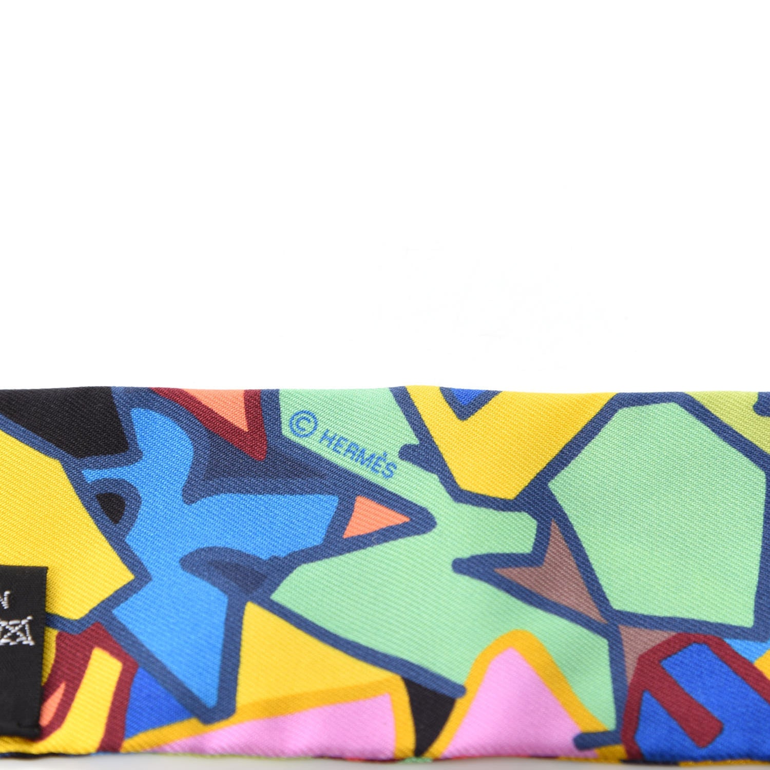Hermes Silk Graff Graffiti Twilly Black Jaune Vert 3 of 4