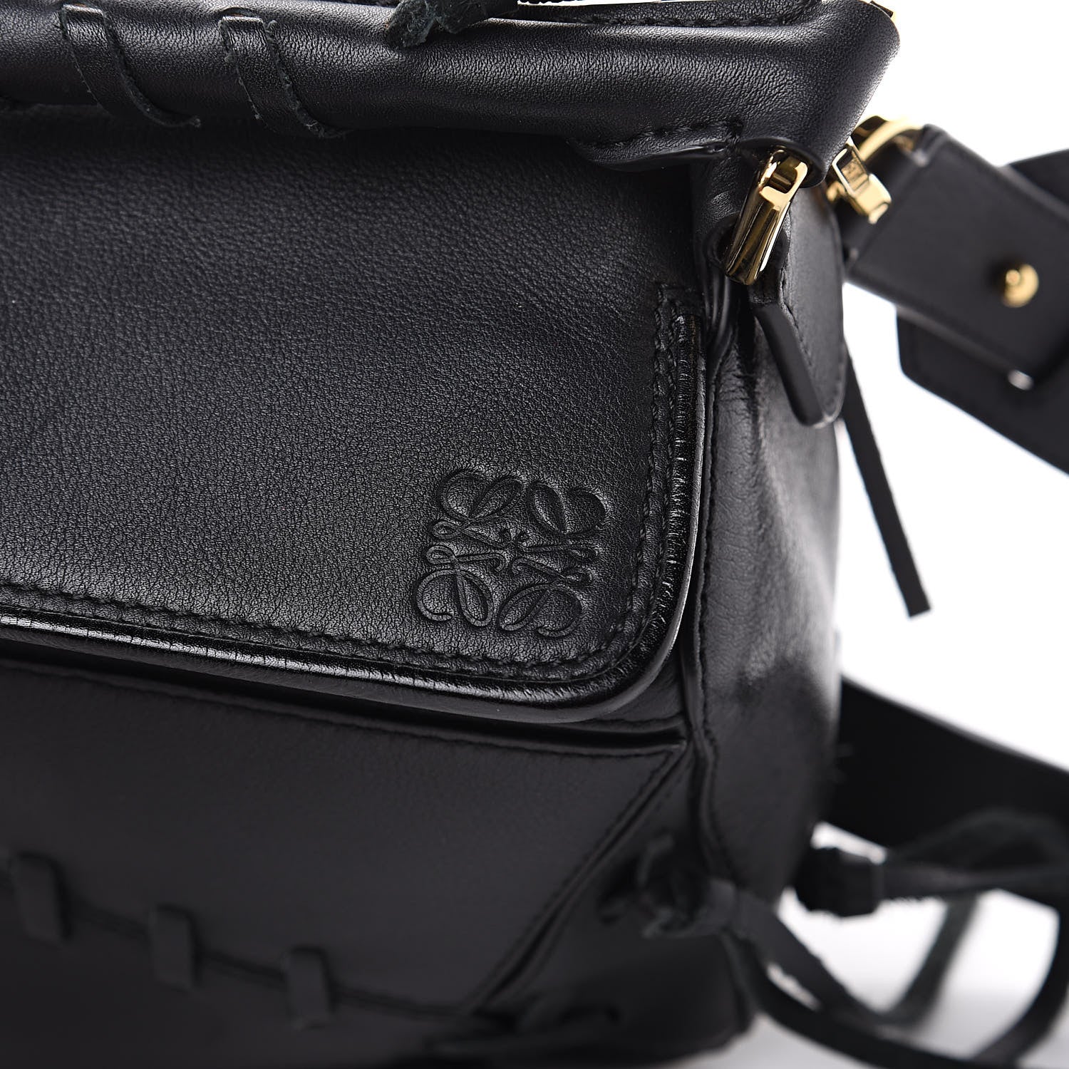 Loewe Calfskin Small Whipstitch Puzzle Bag Black 9 of 13
