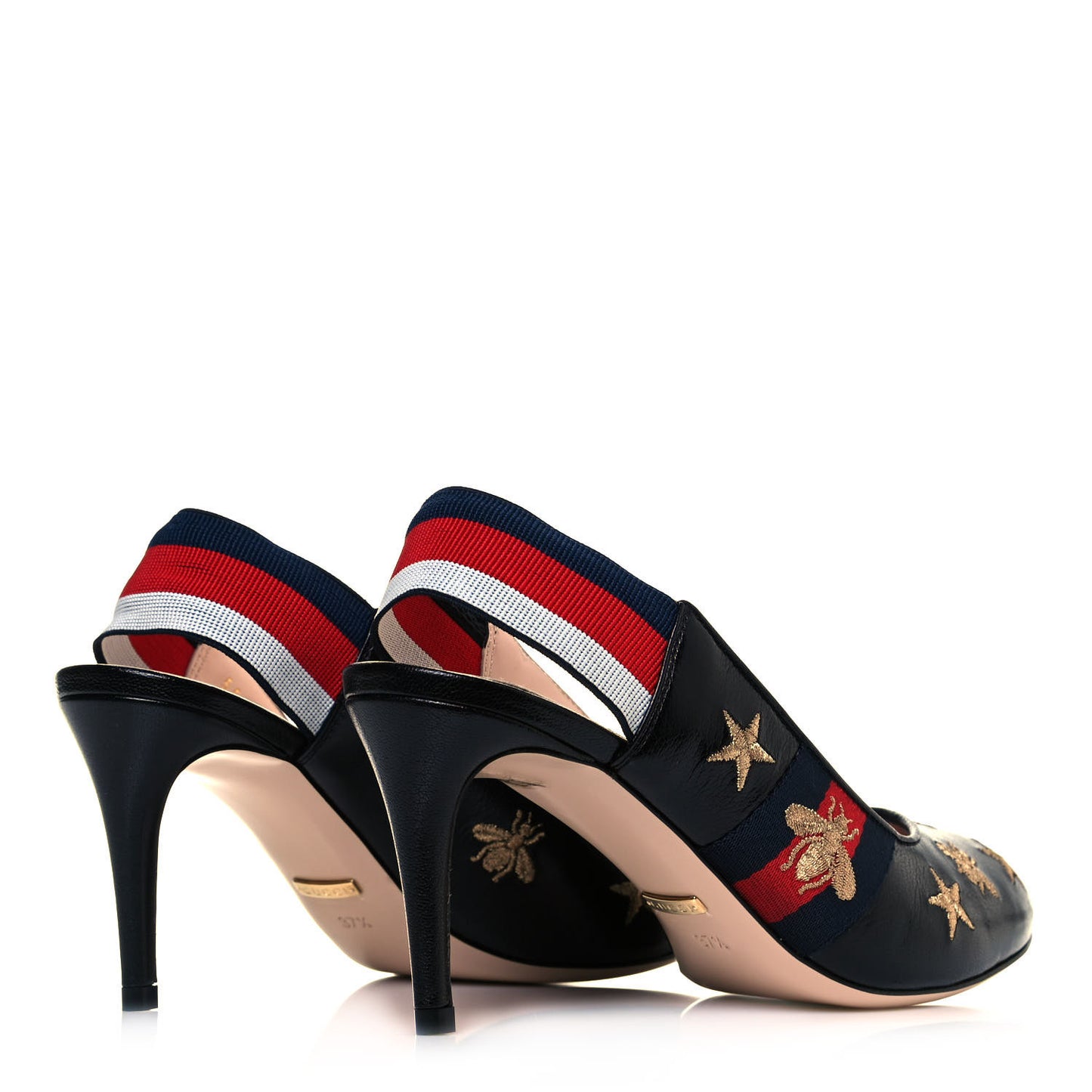 Malaga Kid Web Bee Star Embroidered Sylvie High Heel Slingback Pumps 37.5 Black