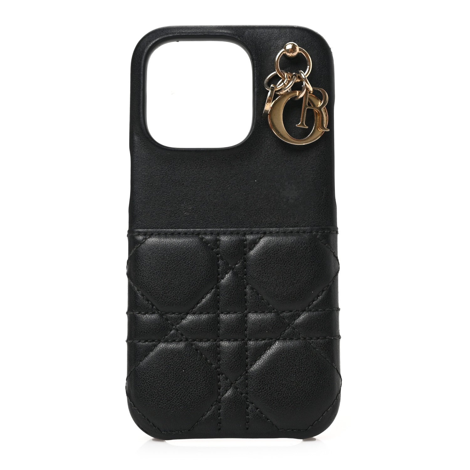 Christian Dior Lambskin Cannage Lady Dior Tech iPhone 14 Pro Case Black 1 of 5