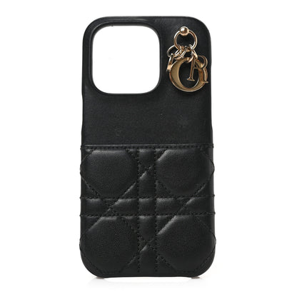 Christian Dior Lambskin Cannage Lady Dior Tech iPhone 14 Pro Case Black 1 of 5