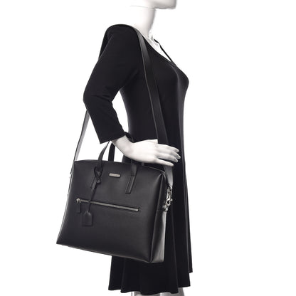 Saint Laurent Calfskin Bold Briefcase Black 2 of 10