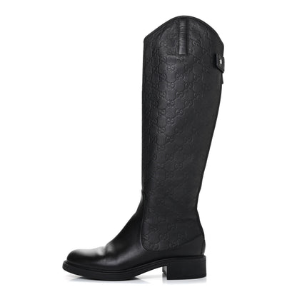 Gucci Guccissima Calfskin Miro Soft Knee High Riding Boots 37.5 Black 1 of 4