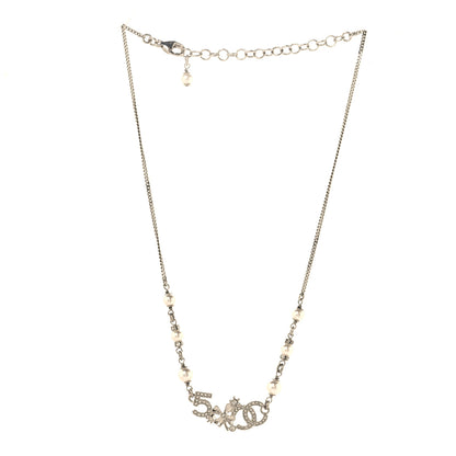 Chanel Crystal Pearl Star 5 CC Necklace Silver White 3 of 5
