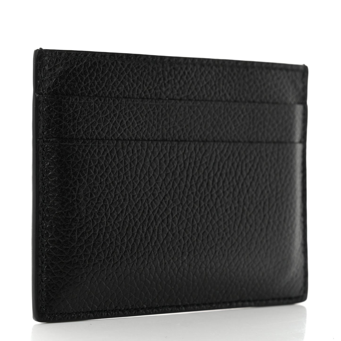 Grained Calfskin Logo Cash Card Holder Black White