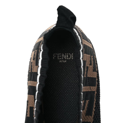 Fendi Stretch Yarn FF Stiff Band Rockoko Sneakers 39 Black White Tobacco 7 of 8