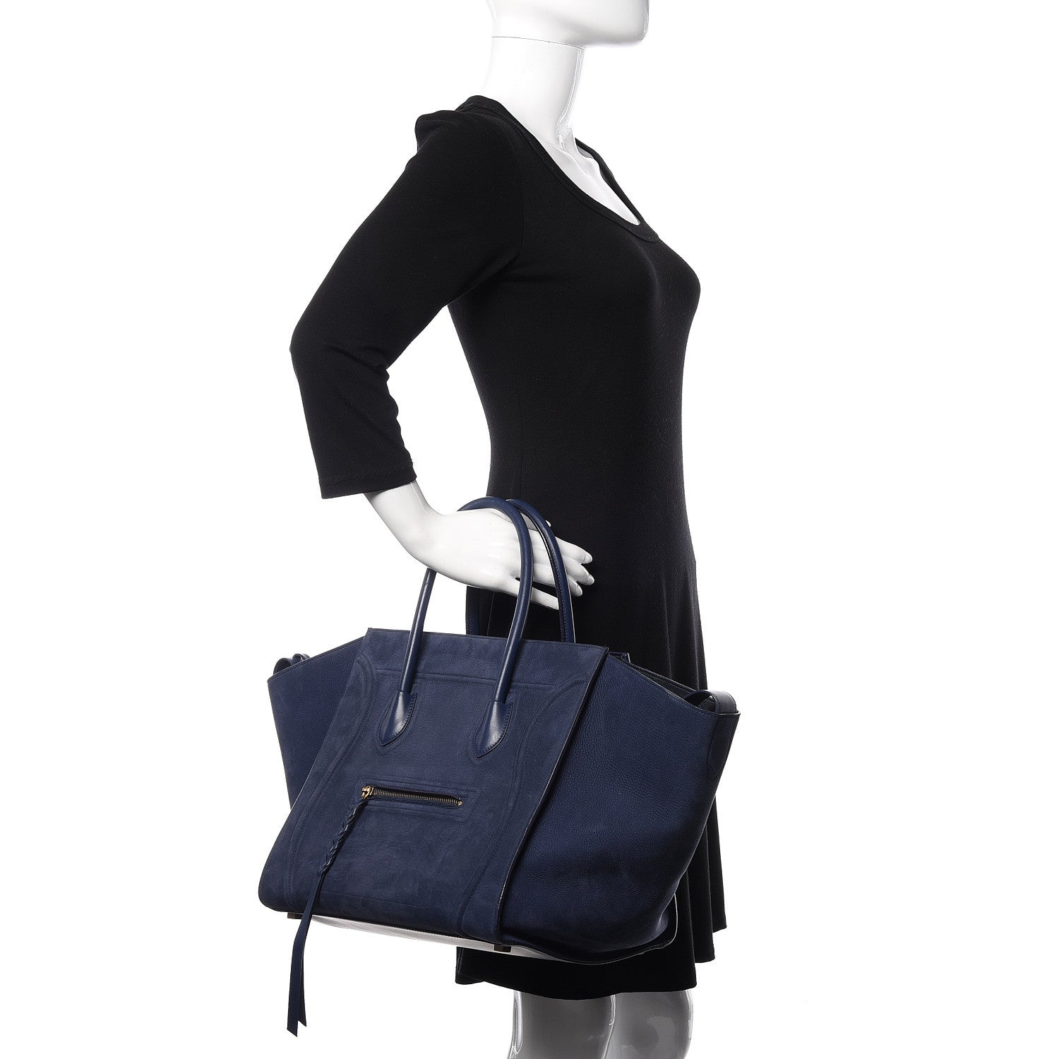 Celine Nubuck Calfskin Medium Phantom Luggage Navy 2 of 10