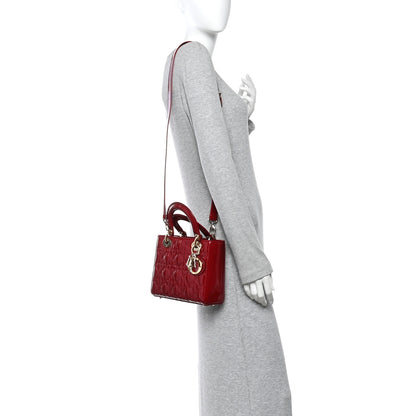 Christian Dior Patent Cannage Small Lady Dior Cherry Red 2 of 11