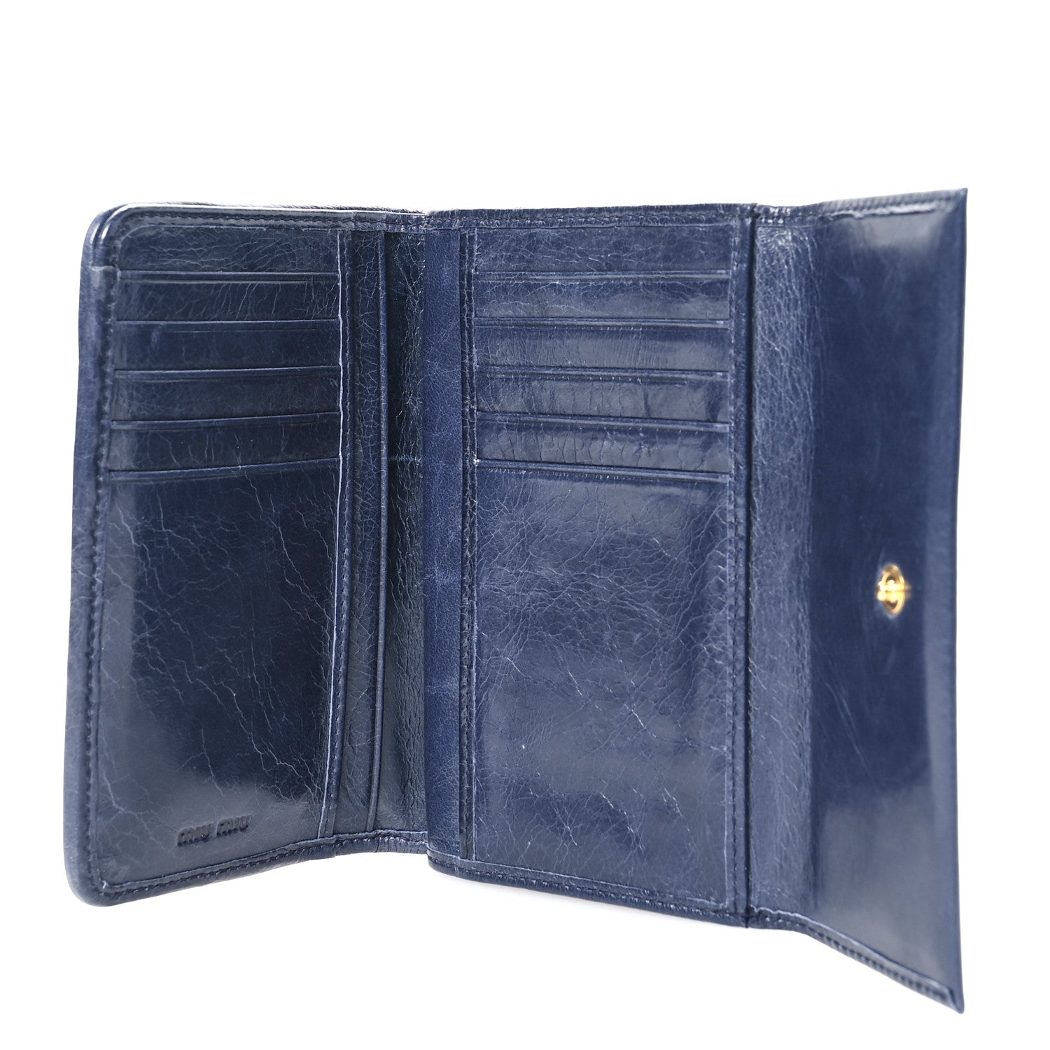 Miu Miu Vitello Lux Matelasse Lux Bi-Fold Compact Wallet Bluette 5 of 7