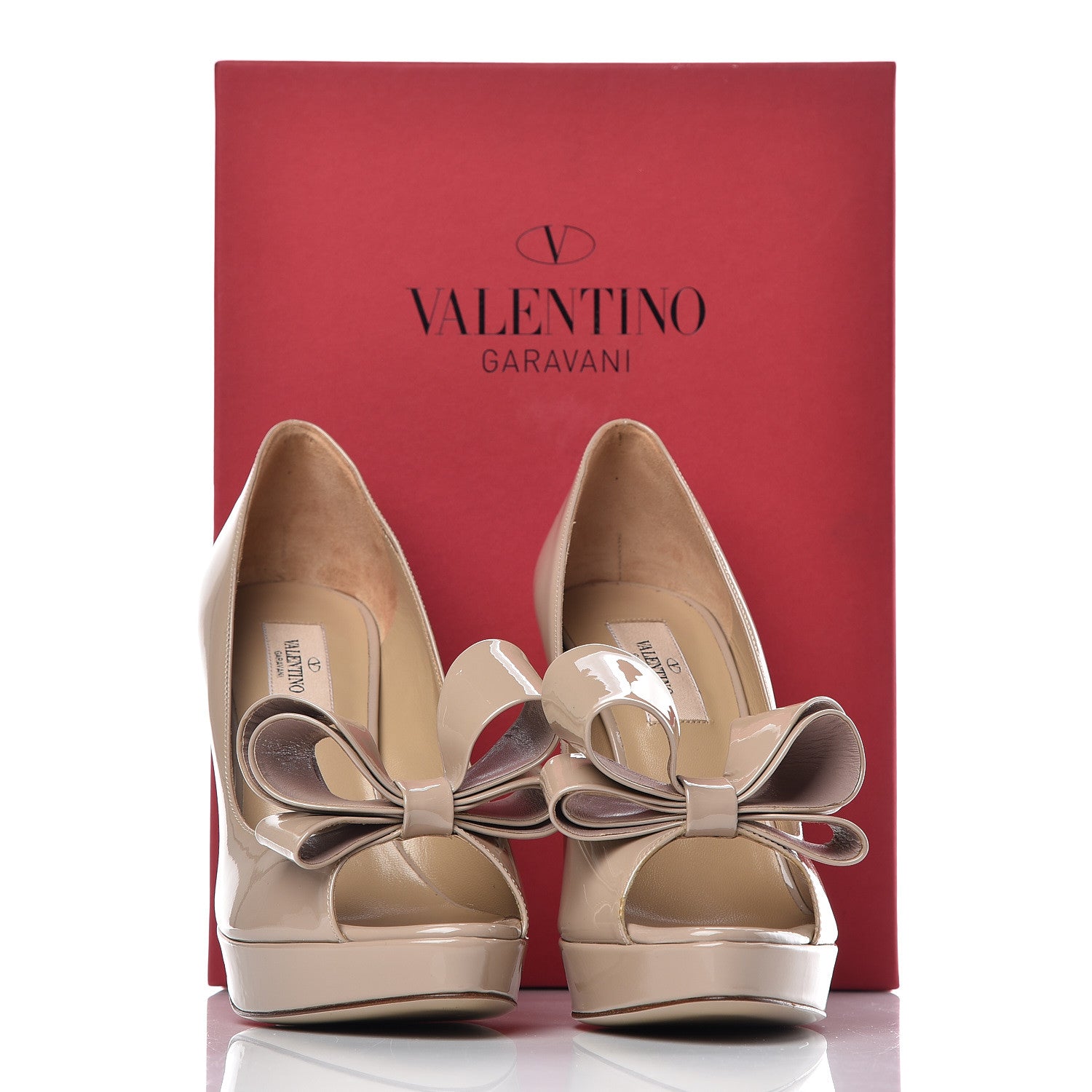 Valentino Garavani Patent Couture Bow Peep Toe 30/125mm Platform Pumps 38 Poudre 10 of 10