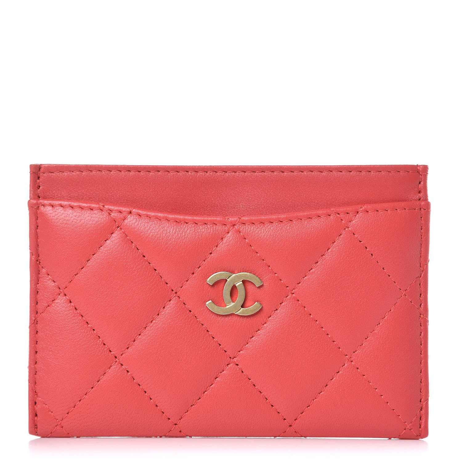 Chanel Lambskin Quilted Card Holder Red 1 of 13