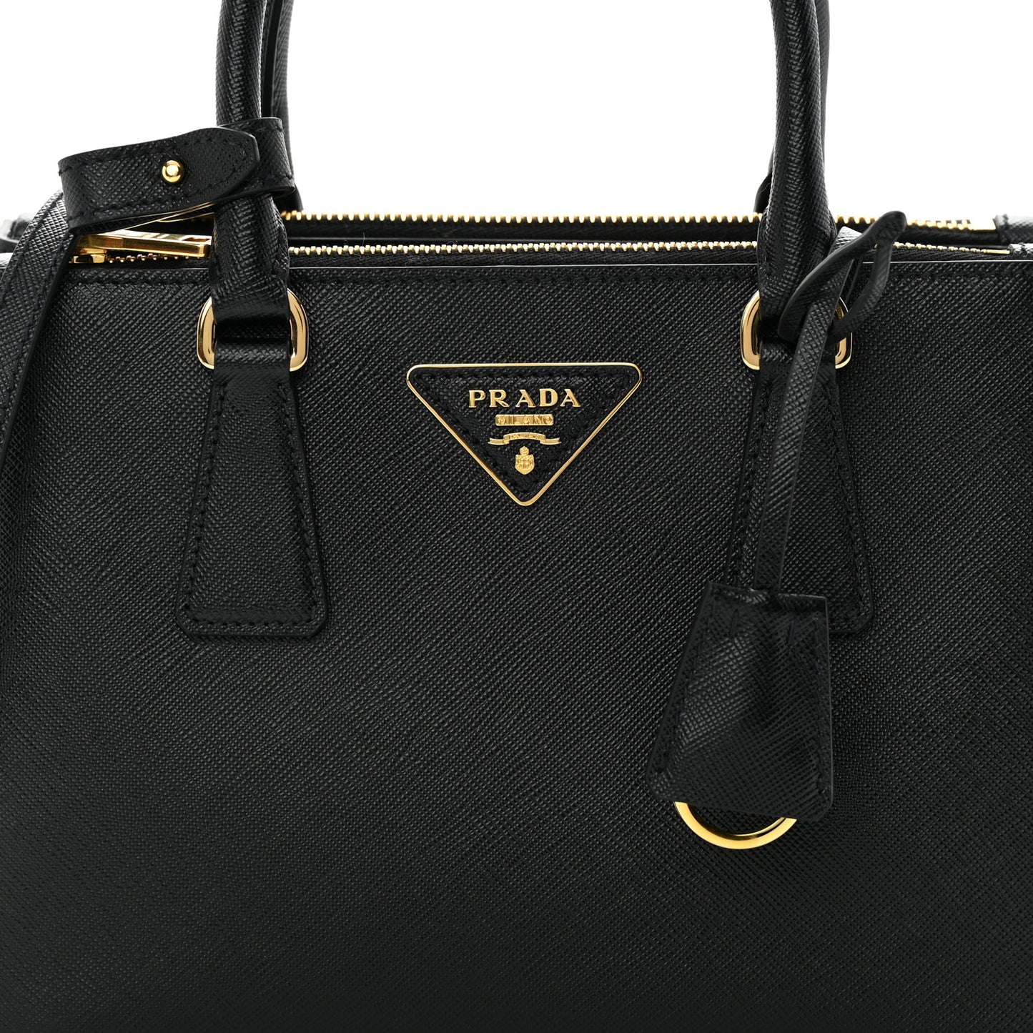 Saffiano Small Galleria Double Zip Tote Black