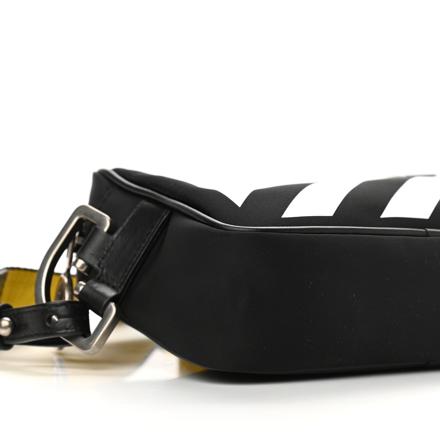 Nylon Diag Striped Crossbody Bag Black White