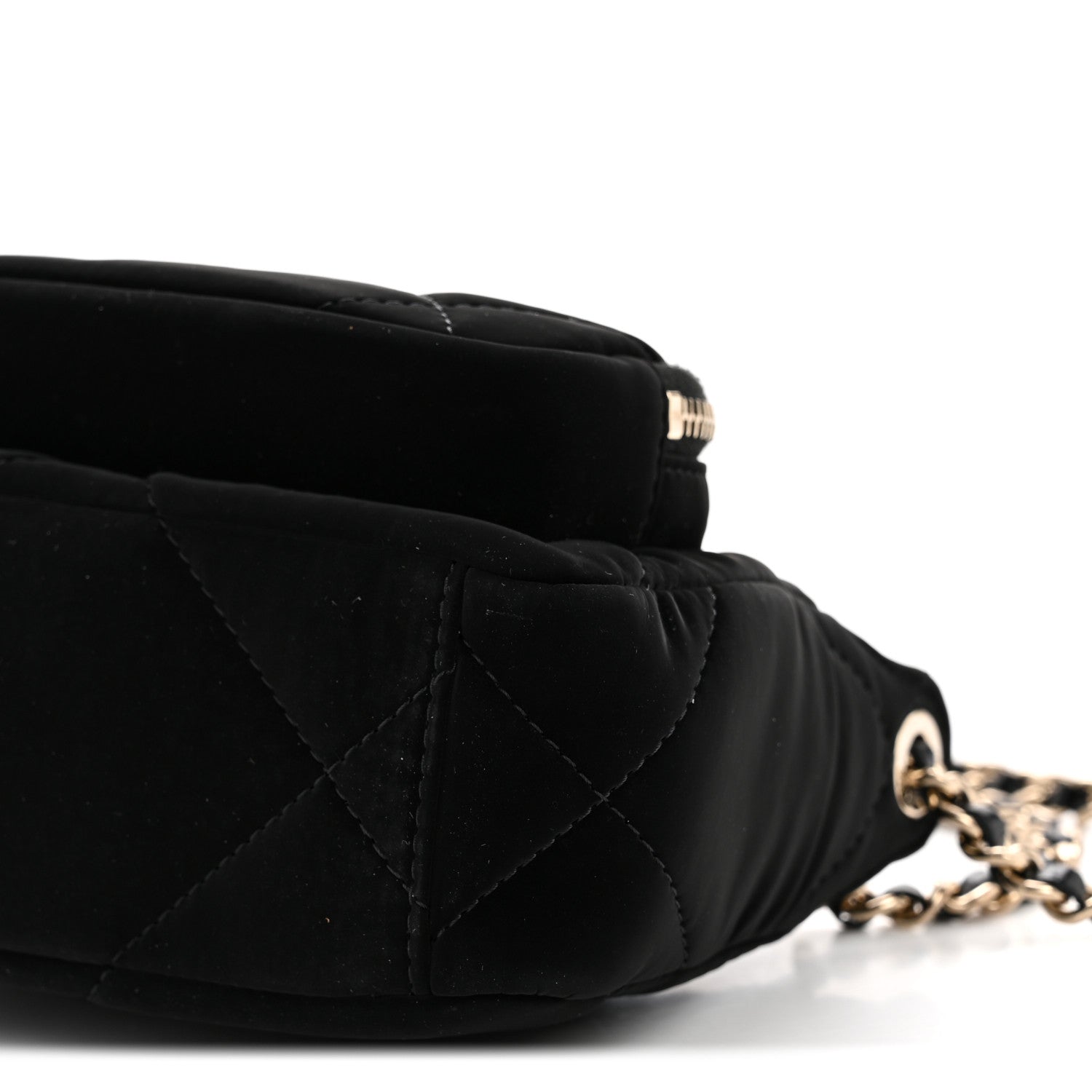 Chanel Velvet Effect Nylon Shiny Crumpled Calfskin Mini Quilted Chanel 25 Clutch With Chain Black 11 of 11