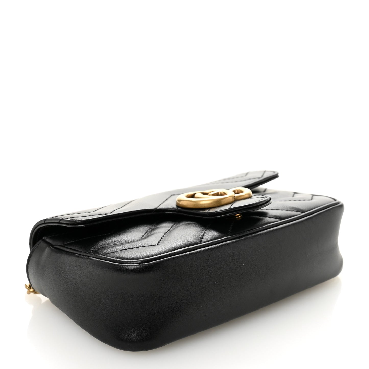 Calfskin Matelasse Super Mini GG Marmont Shoulder Bag Black