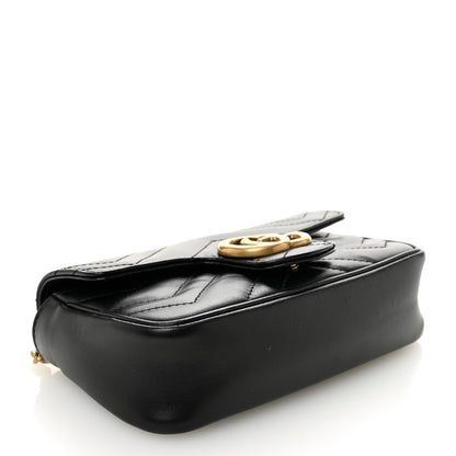 Gucci Calfskin Matelasse Super Mini GG Marmont Shoulder Bag Black 4 of 10