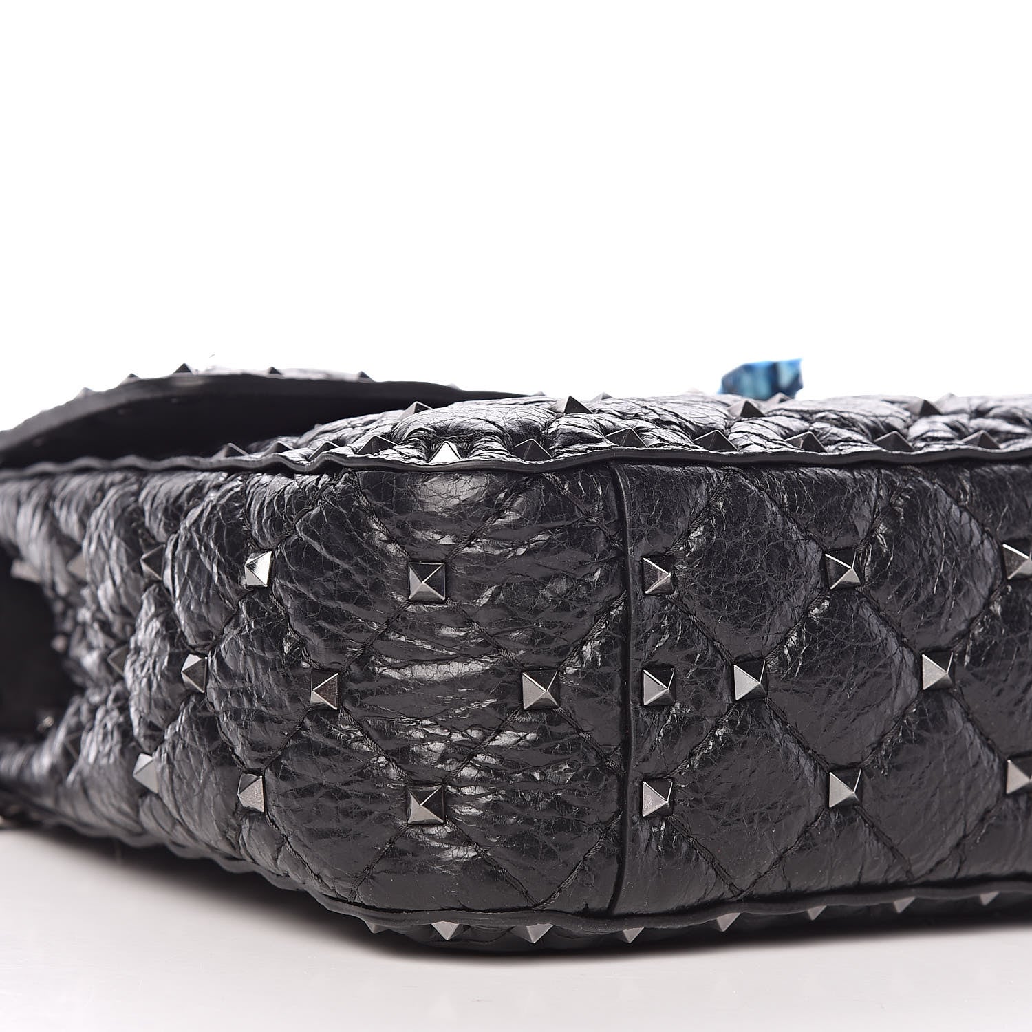 Valentino Garavani Craquele Nappa Medium Rockstud Spike Shoulder Bag Black 7 of 8