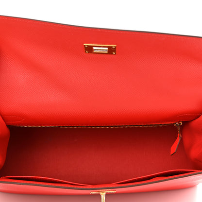 Hermes Epsom Kelly Sellier 32 Rouge Tomate 5 of 9