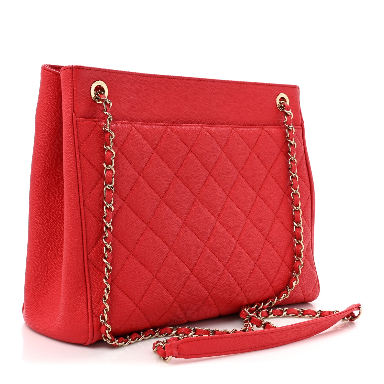 Chanel Caviar Quilted In Out Flap Shopping Tote Red 3 of 14