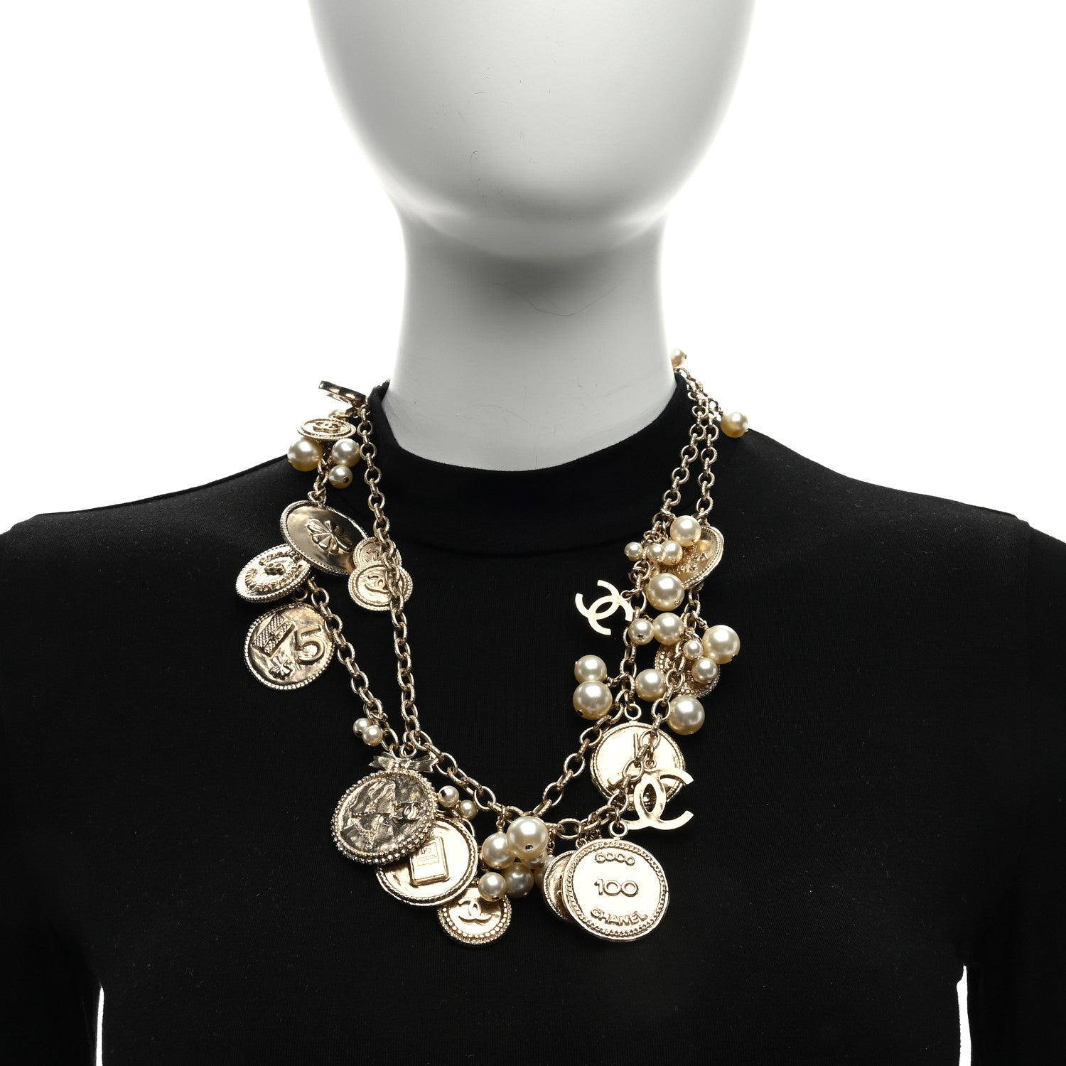Chanel CC Medallion 100 Anniversary Chain Necklace Gold 2 of 4
