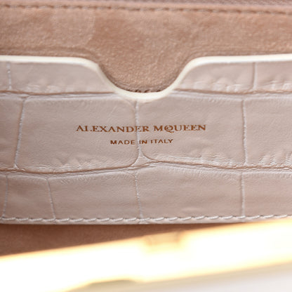 Alexander McQueen Calfskin Crocodile Embossed Knuckle Flat Clutch Ivory 5 of 10