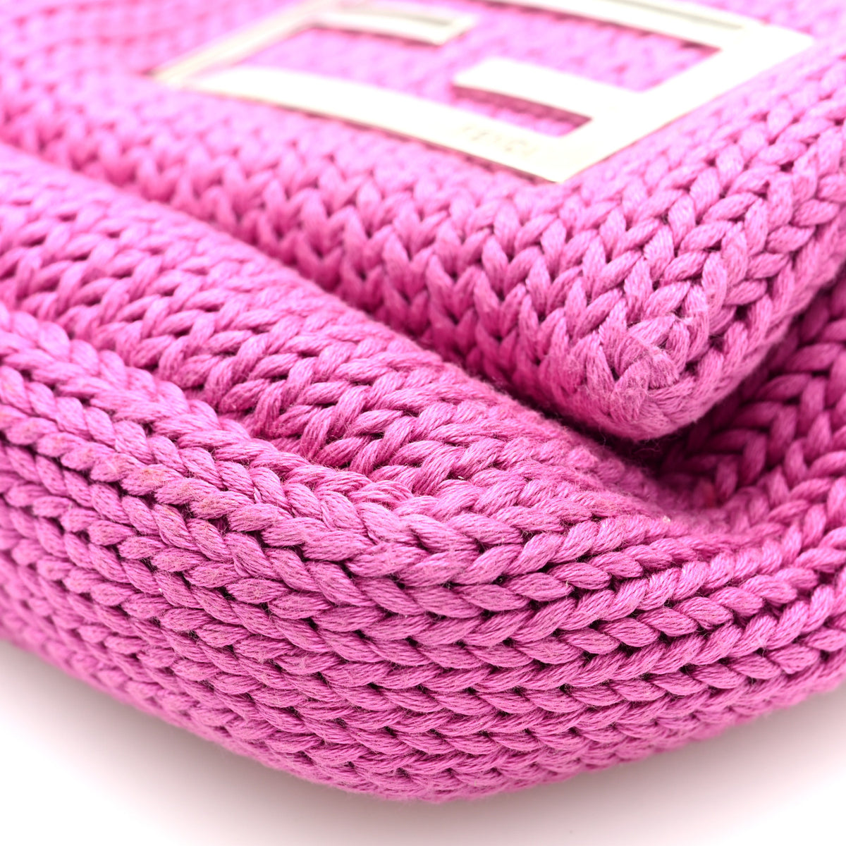 Wool Crochet Knit FF Pochette Pink