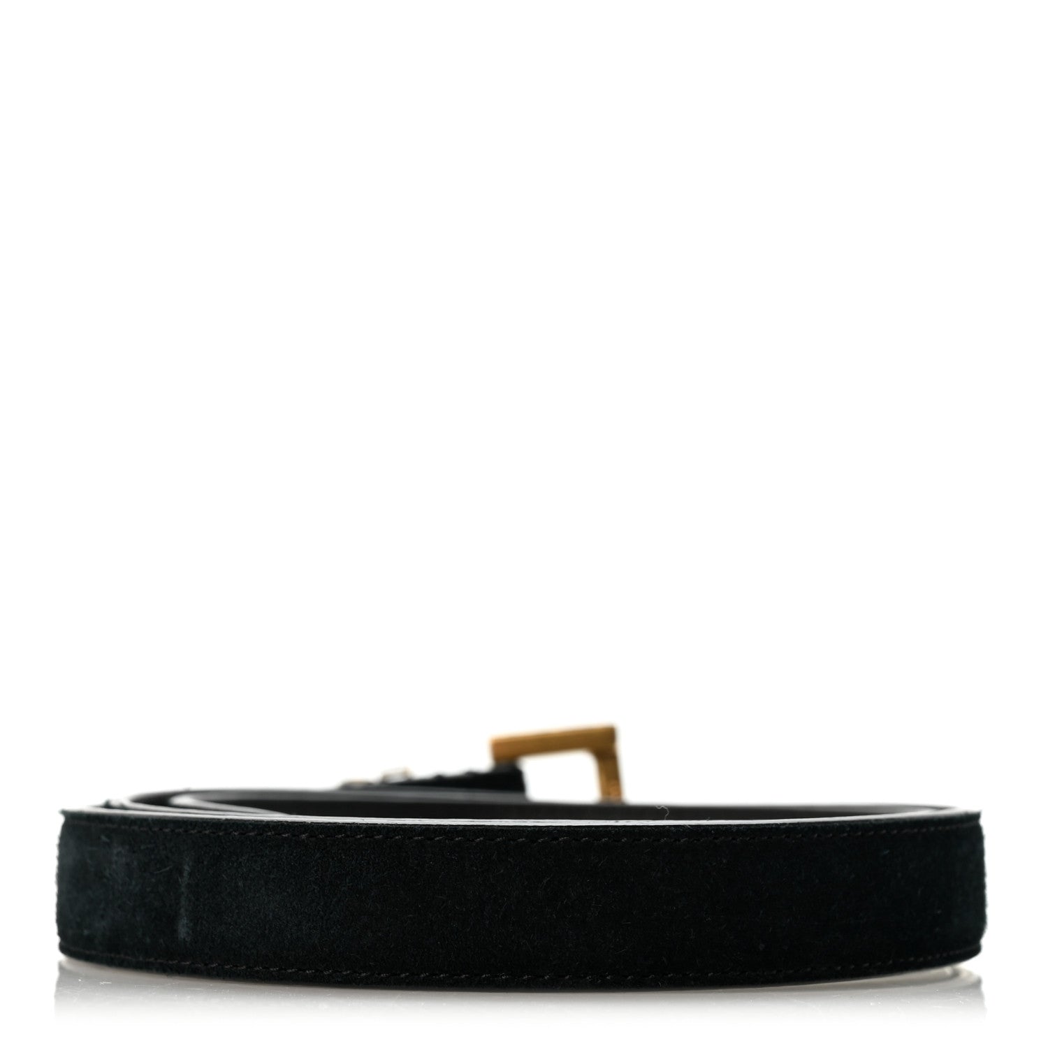 Saint Laurent Suede Monogram Cassandre Extra Thin Square Buckle Belt 80 32 Black 2 of 8