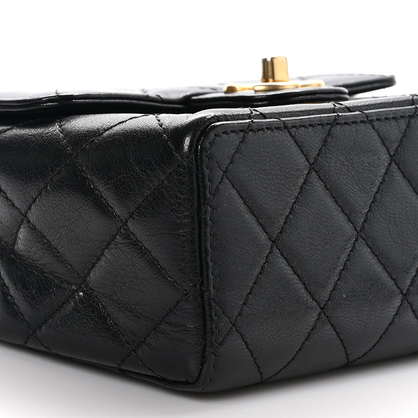 Goatskin Quilted Mini Square Flap Black