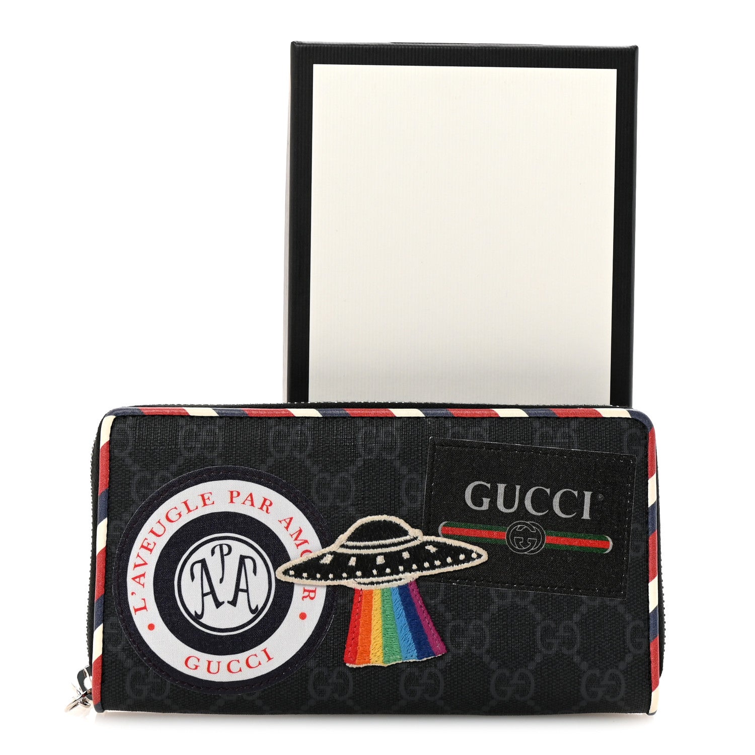 Gucci GG Supreme Monogram Night Courrier Embroidered Zip Around Wallet 8 of 8