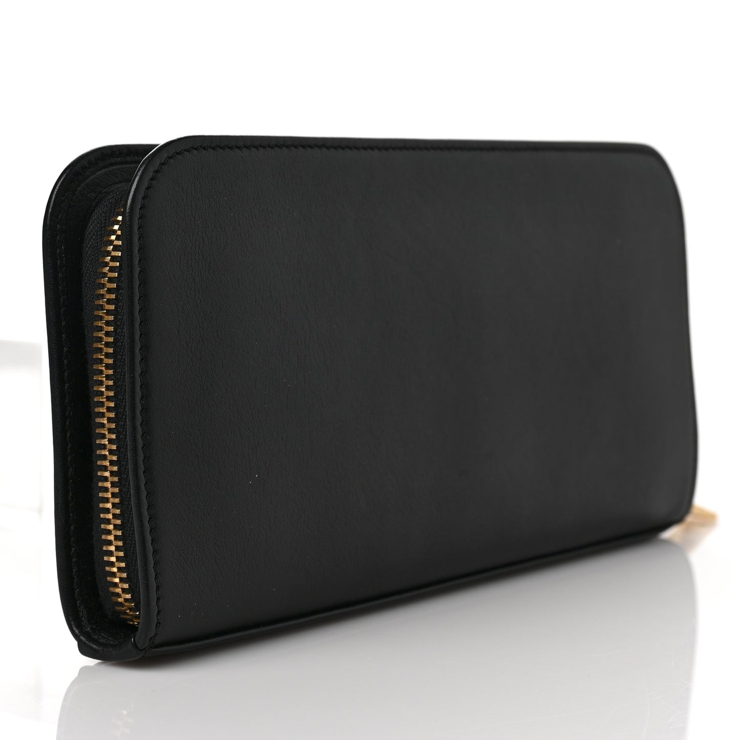 Calfskin Classic Zip Around Continental Wallet Black