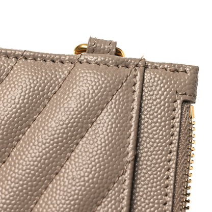 Saint Laurent Grain De Poudre Chevron Monogram Large Bill Pouch Dark Beige 8 of 11