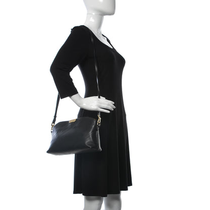Burberry Calfskin Check Embossed Small Chichester Crossbody Clutch Bag Black 2 of 11