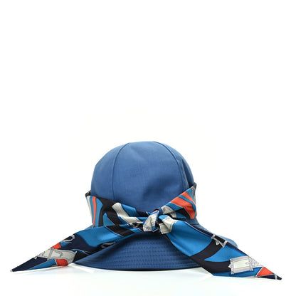 Hermes Cotton Femme Ninon Serge Twilly Hat 58 Bleu Indigo Bleu Zanzibar 4 of 6