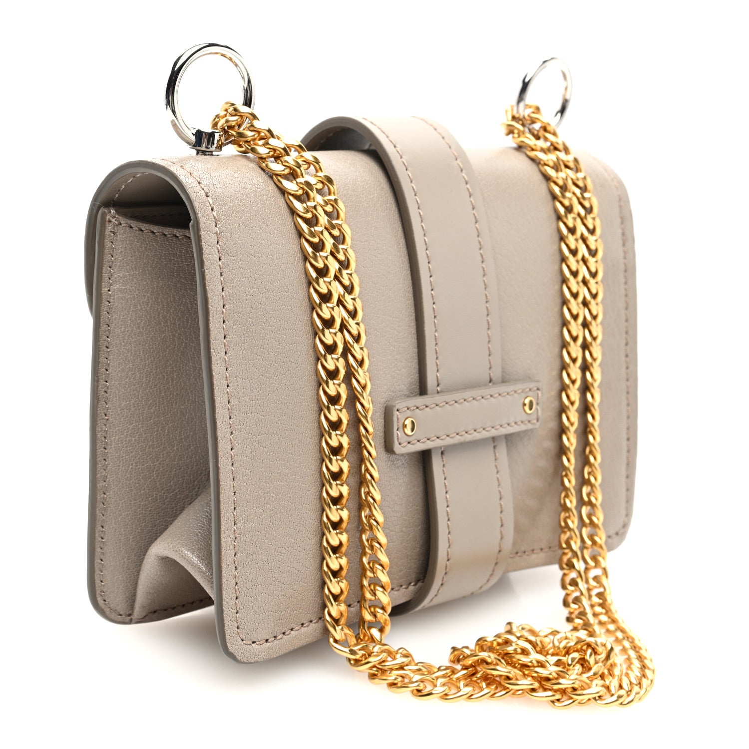 Chloe Shiny Goatskin Calfskin Mini Aby Chain Shoulder Bag Motty Grey 3 of 9