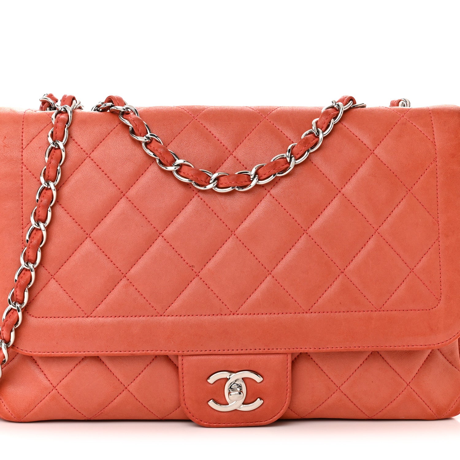 Chanel Lambskin Large Coco Rider Flap Coral 8 of 22