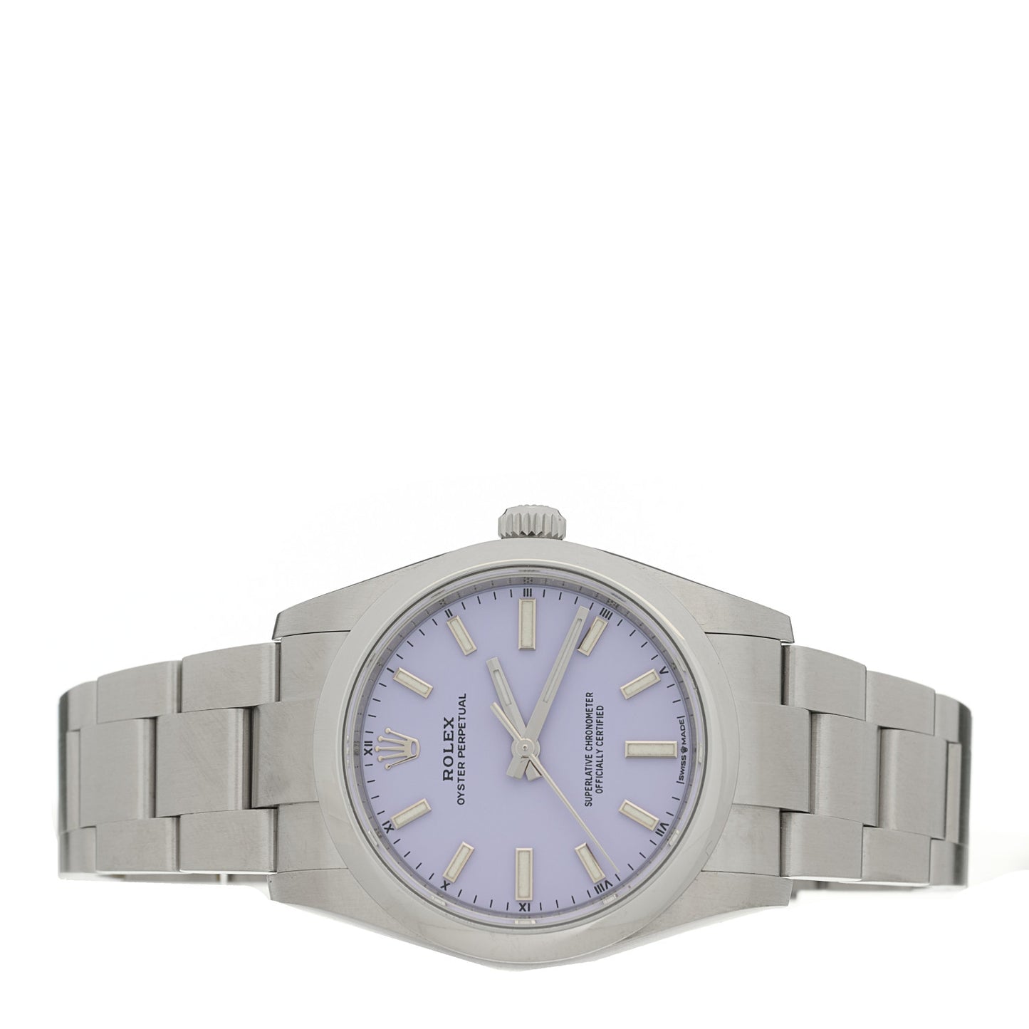 Stainless Steel 34mm Oyster Perpetual Watch Lavender 124200