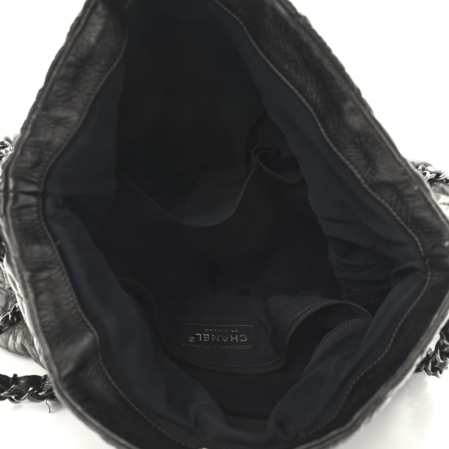 Metallic Calfskin Quilted Large Chain Me Hobo Dark Grey