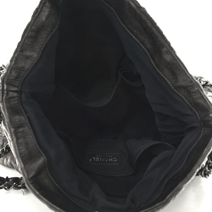 Chanel Metallic Calfskin Quilted Large Chain Me Hobo Dark Grey 5 of 9