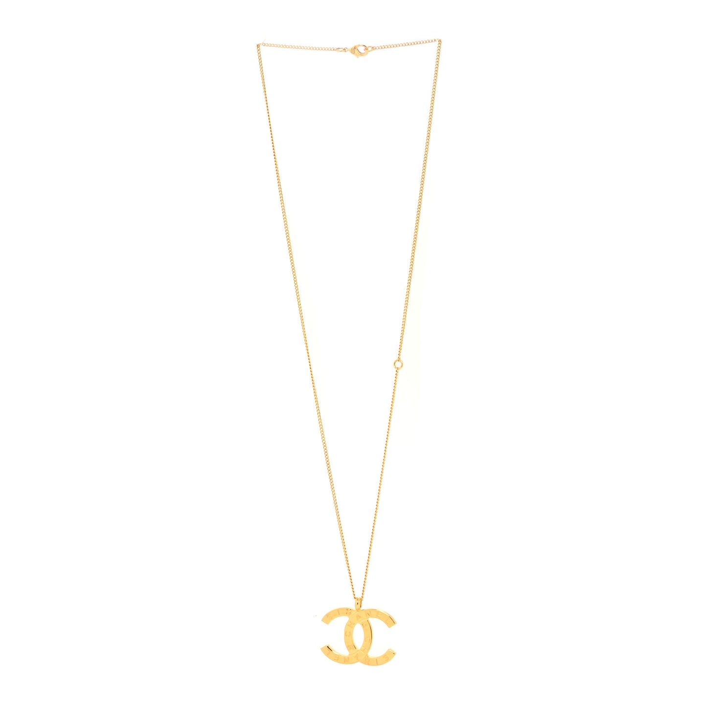 Metal CC Paris Button Necklace Gold