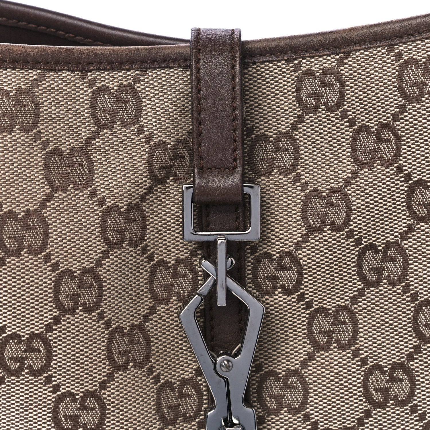 Gucci Monogram Lobster Clasp Jackie O Hobo Brown 13 of 19