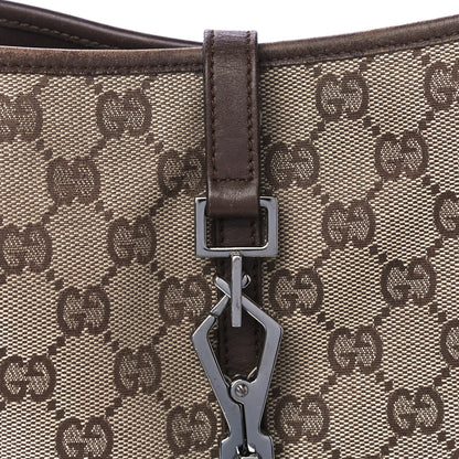 Gucci Monogram Lobster Clasp Jackie O Hobo Brown 13 of 19