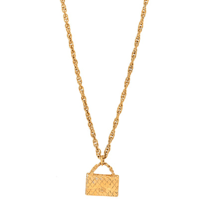 Chanel Metal Chain Flap Bag Pendant Necklace Gold 2 of 5