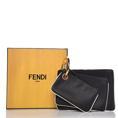 Fendi Vitello Century Opaco F is Fendi Bi-Color Triplette Pouch Set Black 9 of 10