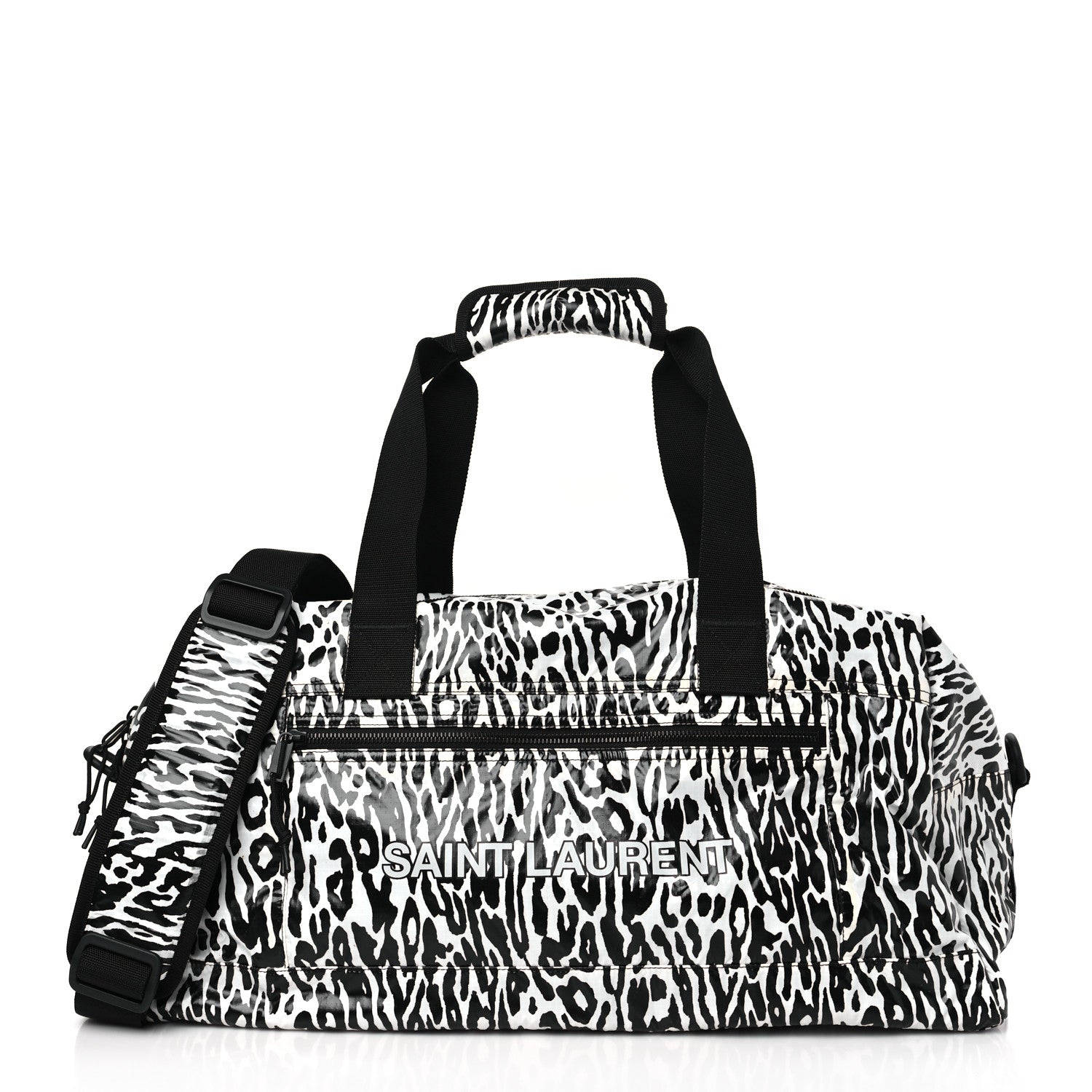Saint Laurent Nylon Nuxx Leopard Ripstop Duffle Black White 1 of 9