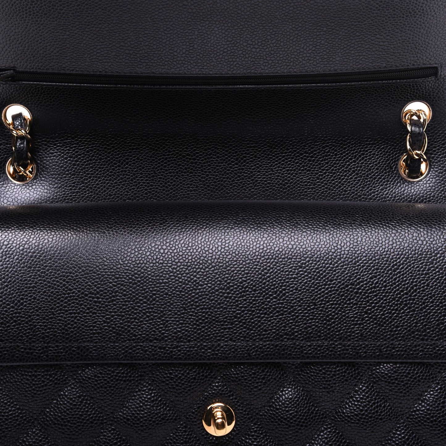 Caviar Quilted Jumbo Double Flap Black