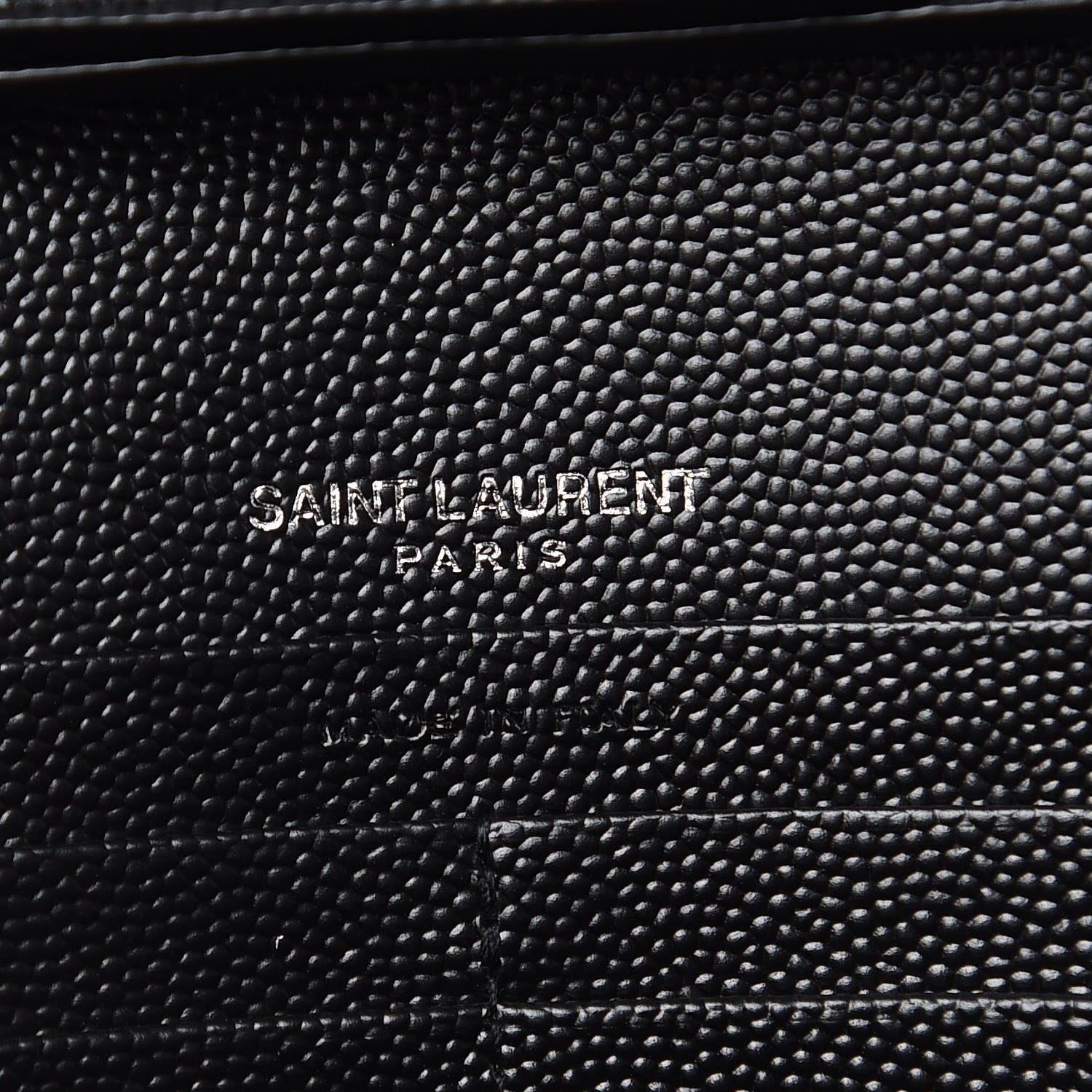 Saint Laurent Grain De Poudre Matelasse Chevron Monogram Chain Wallet Black 6 of 8