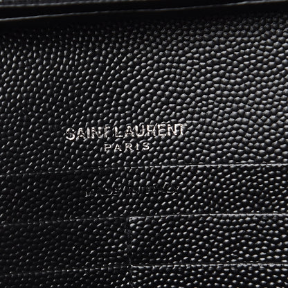 Saint Laurent Grain De Poudre Matelasse Chevron Monogram Chain Wallet Black 6 of 8