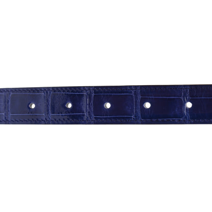 Hermes Shiny Porosus Crocodile Rivale Belt 80 Bleu Electrique 4 of 5